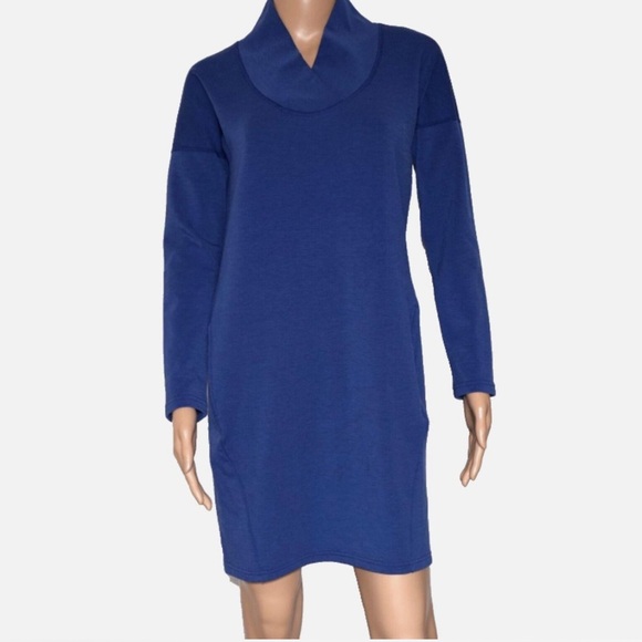 Athleta Women’s Blue Wool Blend Long Sleeve Sweater Dress - Picture 1 of 10